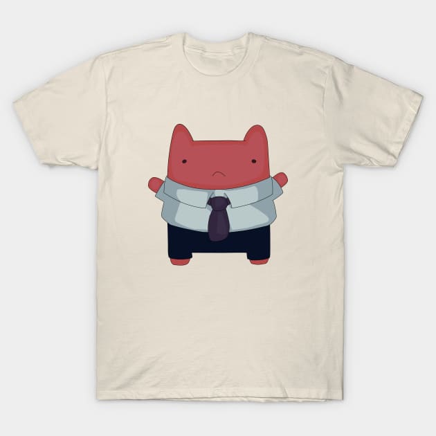 Cute japanese office cat T-Shirt by cokyfish